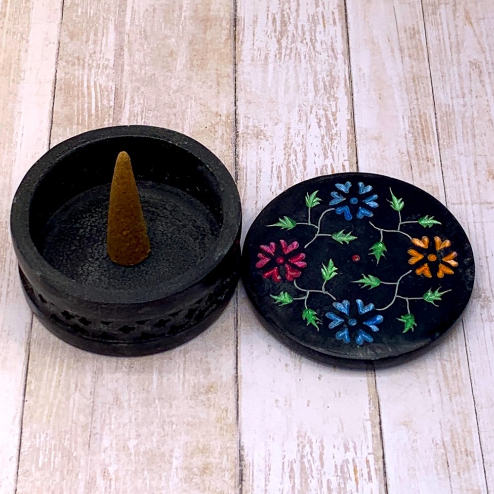 Floral Soapstone Incense Holder